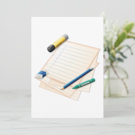 Potlood en papier uitnodigingen (Staand voorkant)