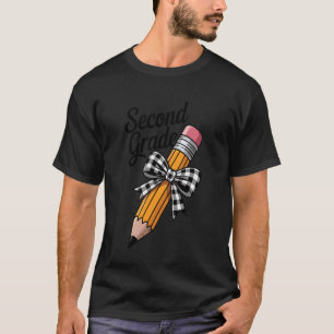 Potlood en strik voor rug van leerkracht van 2e kl t-shirt