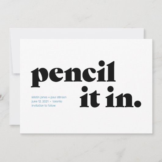 Potlood Ervan Typografische Bewaar de Datum Save The Date (Voorkant)