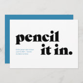 Potlood Ervan Typografische Bewaar de Datum Save The Date (Voorkant / Achterkant)