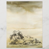 Potlood geschetste Bomen op Waterverf Craft Sheet (Voorkant)