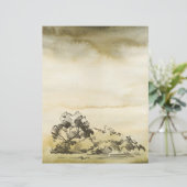 Potlood geschetste Bomen op Waterverf Craft Sheet (Staand voorkant)