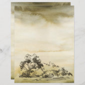 Potlood geschetste Bomen op Waterverf Craft Sheet (Voorkant / Achterkant)