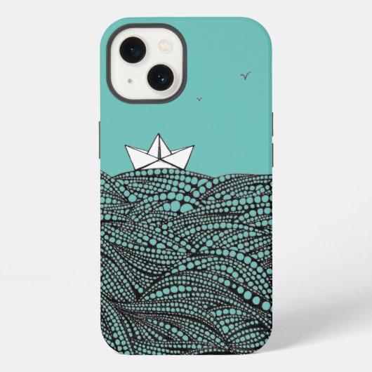 Potlood getekende papieren boot origami iPhone hoesje (Achterkant)