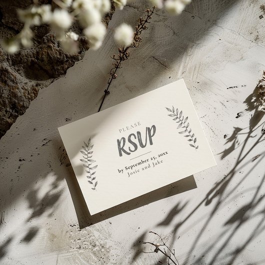 Potlood getrokken bladeren RSVP Informatiekaartje