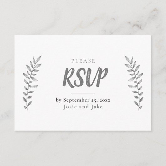 Potlood getrokken bladeren RSVP Informatiekaartje (Voorkant)