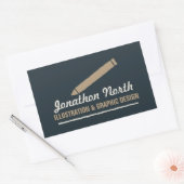 Potlood Graphic Design Tan ID299 Rechthoekige Sticker (Envelop)