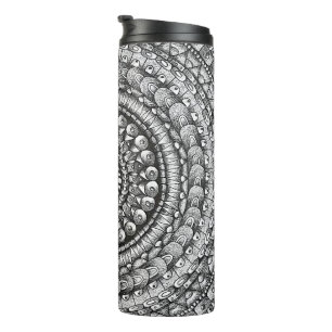 Potlood Hand Getekend Mandala Ontwerp Kunst  Thermosbeker