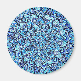 Potlood handgetekend mandala-ontwerp in blauwe kle magneet