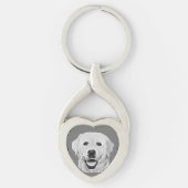 Potlood Happy Labrador Hond Hart Sleutelhanger (Voorkant)