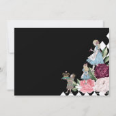 potlood in Alice in het witland checkboard Save The Date (Achterkant)