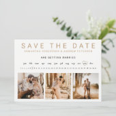 Potlood in goud 3 fotoraster, sparen de datum save the date (Staand voorkant)