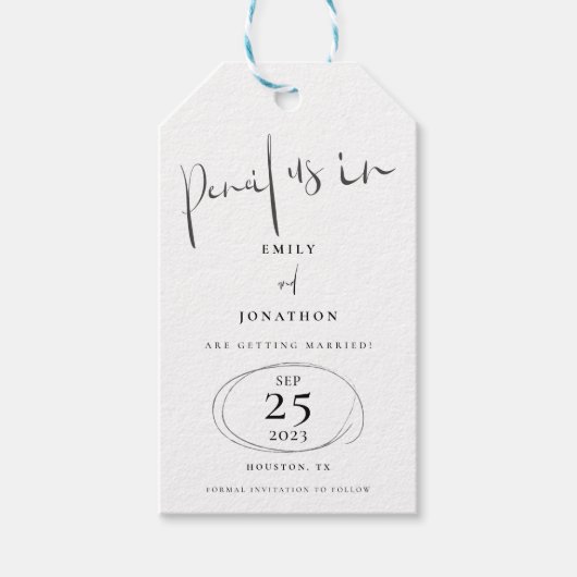 Potlood in stijlvol zwart Script White Cadeaulabel (Voorkant)