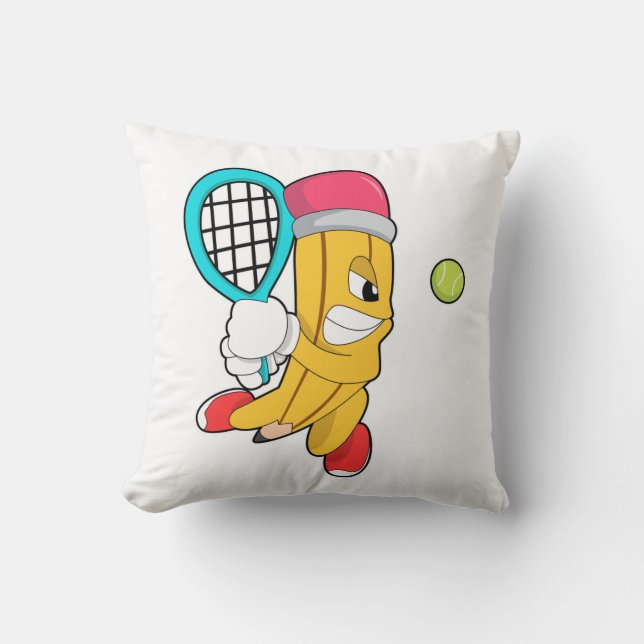 Potlood in Tennis met Tennis racket Kussen (Voorkant)