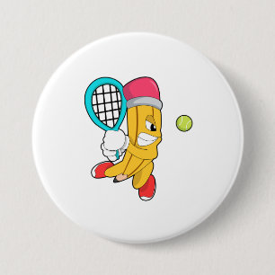 Potlood in Tennis met Tennis racket Ronde Button 7,6 Cm