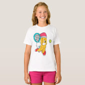 Potlood in Tennis met Tennis racket T-shirt (Voorkant volledig)