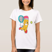 Potlood in Tennis met Tennis racket T-shirt (Voorkant)