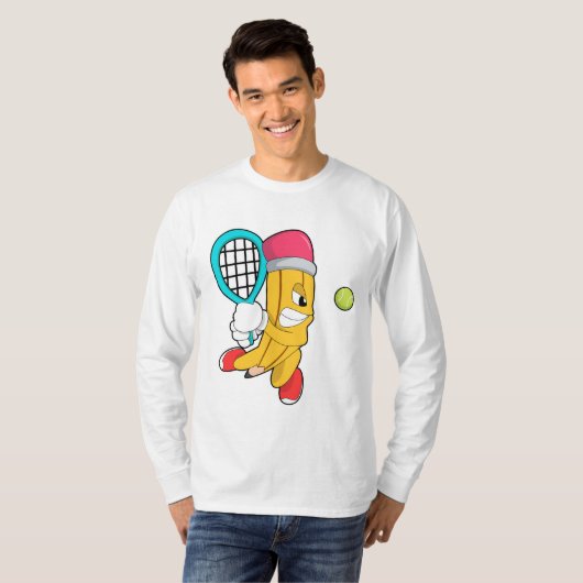 Potlood in Tennis met Tennis racket T-shirt (Voorkant volledig)