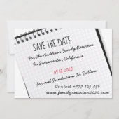 Potlood in unieke familiereserve foto save the date (Achterkant)