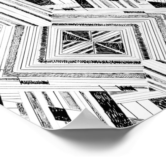 Potlood & Ink Abstracte Art Print (Hoek)