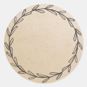 Potlood-/Kruidenkroon van hand getekende Kraft Ronde Sticker