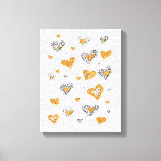 Potlood Kunst Hartjes Ingepakt Canvasprint Canvas Afdruk (Voorkant)