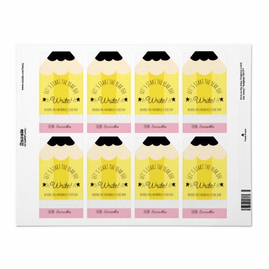 Potlood Laten we het jaar beginnen met het schrijv Etiket (Full Sheet)