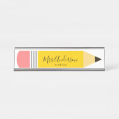 Potlood Leraar School Classroom Bureau Naambordje (Voorkant)