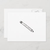 Potlood - leuk eenvoudig lijntekensymbool logo kun briefkaart (Voorkant / Achterkant)