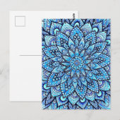 Potlood Mandala Ontwerp in Blauwe Kleur Originele Briefkaart (Voorkant / Achterkant)