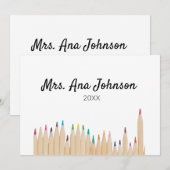 Potlood met naam klas jaar terug naar school kaart (Voorkant / Achterkant)