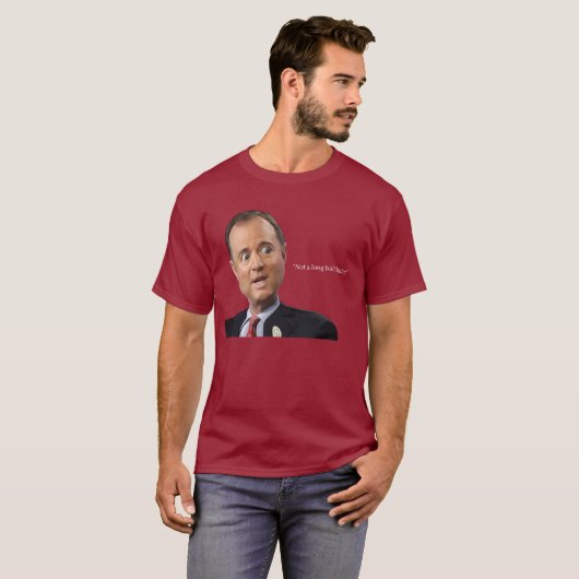 Potlood nek Adam Schiff grappige bug-eyed karikatu T-shirt (Voorkant volledig)