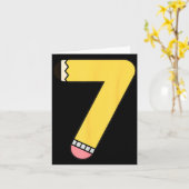 Potlood nummer 7 Terug naar school 7e verjaardag Kaart (Gele Bloem)