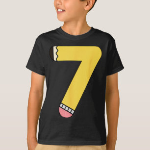 Potlood nummer 7 Terug naar school 7e verjaardag T-shirt