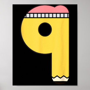 Potlood nummer 9 Terug naar school 9e verjaardag N Poster