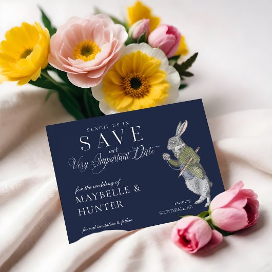 Potlood Ons In  Alice In Wonderland Konijn Save The Date