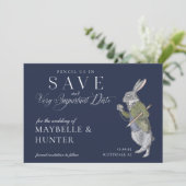 Potlood Ons In  Alice In Wonderland Konijn Save The Date (Staand voorkant)