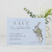 Potlood ons in  Alice in Wonderland Rabbit SA Save The Date (Staand voorkant)
