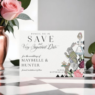 Potlood ons in Alice in Wonderland Schachbrettpatr Save The Date