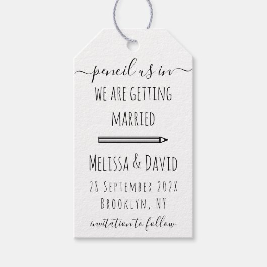 Potlood Ons In Handschrift Save the Date Wedding Cadeaulabel (Voorkant)