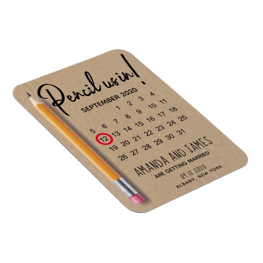 Potlood ons in kalender karton Sla de datum op Magneet (Rechterzijde)