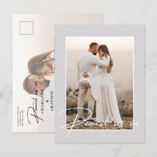 Potlood ons in Save The Date Foto Bruiloft Aankond Aankondigingskaart