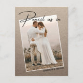 Potlood ons in Save The Date Foto Bruiloft Aankond Aankondigingskaart (Voorkant)