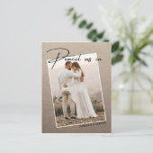 Potlood ons in Save The Date Foto Bruiloft Aankond Aankondigingskaart (Staand voorkant)