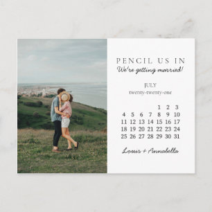 Potlood ons in Save the Date juli 2021 Kalender Briefkaart