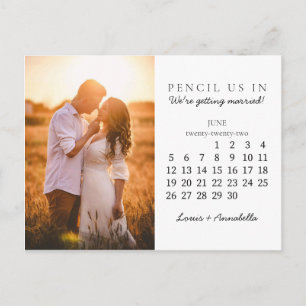 Potlood ons in Save the Date Juni 2022 Kalender Briefkaart