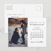 Potlood ons in Save the Date Oktober 2021 Kalender Briefkaart (Voorkant / Achterkant)