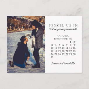 Potlood ons in Save the Date Oktober 2021 Kalender Briefkaart