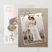 Potlood ons in Save The Date Photo Wedding Aankondigingskaart (Voorkant / Achterkant)