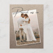 Potlood ons in Save The Date Photo Wedding Aankondigingskaart (Voorkant)